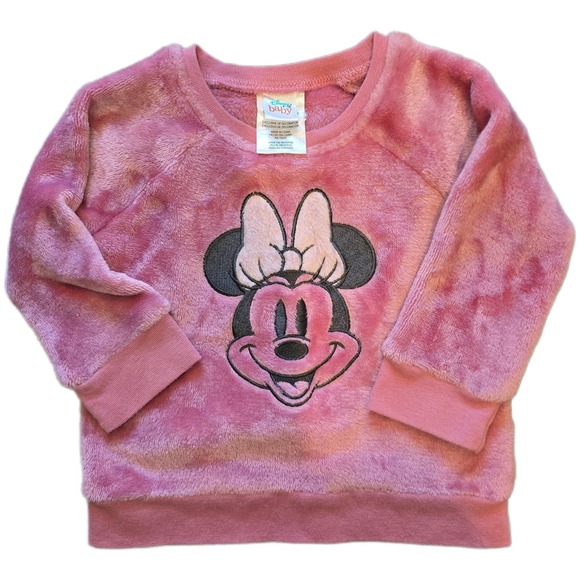 Disney Baby Other - Disney Baby Minnie Mouse Pink Faux Fur Fleece Sweatshirt Girls 12M RN 16435